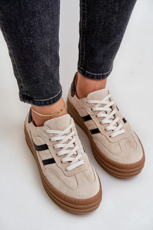 Zazoo N1176 aus INildleder Sneakers Stilvollllschuhe mit einer Plattform Beige Zazoo N1176 aus INildleder Sneakers Stilvollllschuhe mit einer Plattform Beige