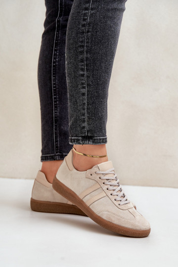 Ziegenleder-Tiefschuhe im sportlichen Stil für Frauen, in Sand 2