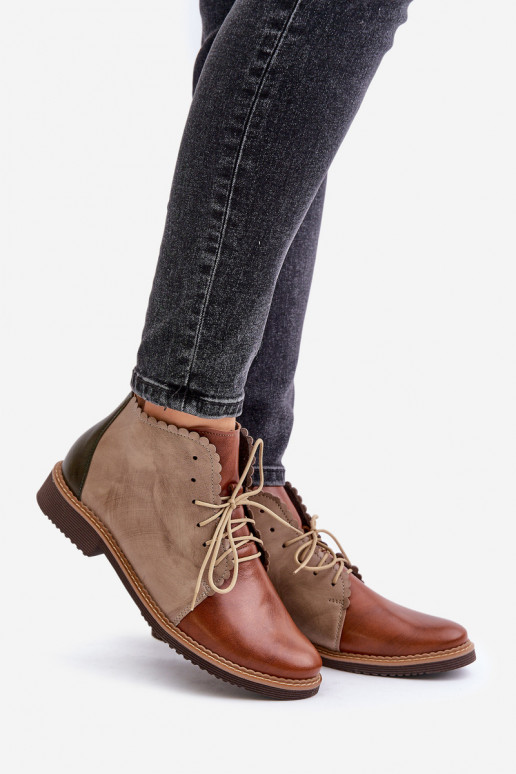 Haut Stiefel mit breiten Absätzen braune Farbe Zazoo 4078