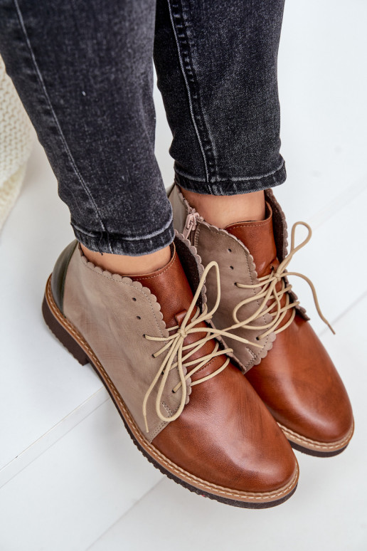 Haut Stiefel mit breiten Absätzen braune Farbe Zazoo 4078