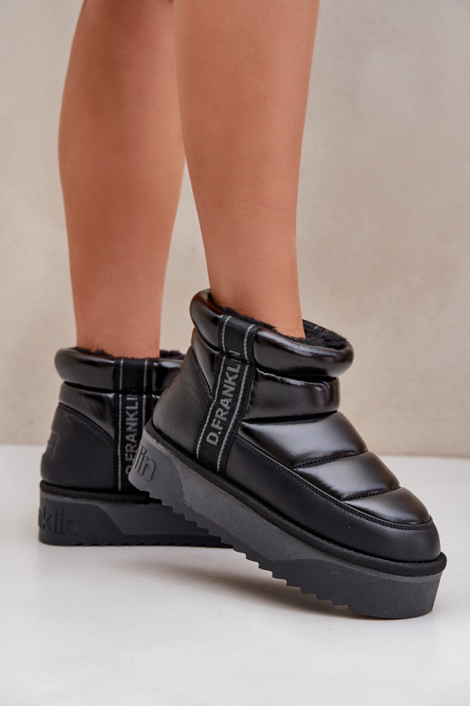 Niedrig Schneestiefel Auf dicker Sohle D.Franklin DFSH371011 schZuarze Farbe