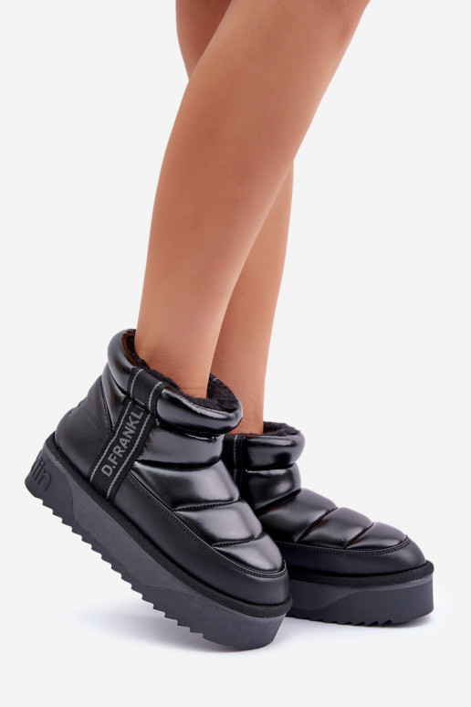 Niedrig Schneestiefel Auf dicker Sohle D.Franklin DFSH371011 schZuarze Farbe