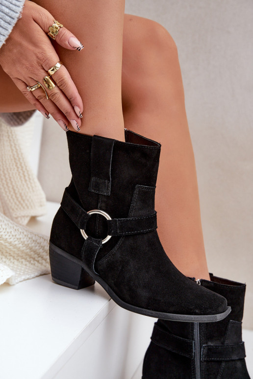 StiefelErmöglichtturalnego aus INildlederu mit Absätzen Zazoo 3444/2 schZuarze Farbe