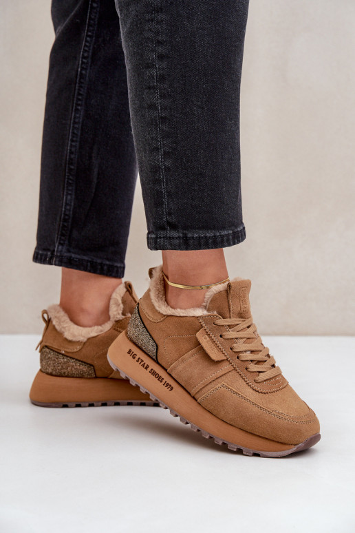 aus INildleder Sneakers Stilvollllschuhe Feminin mit Pelzmantel I Błyszczącym Element Big Star OO274578 Hi-Poly System braune Fa aus INildleder Sneakers Stilvollllschuhe Feminin mit Pelzmantel I Błyszczącym Element Big Star OO274578 Hi-Poly System braune Fa