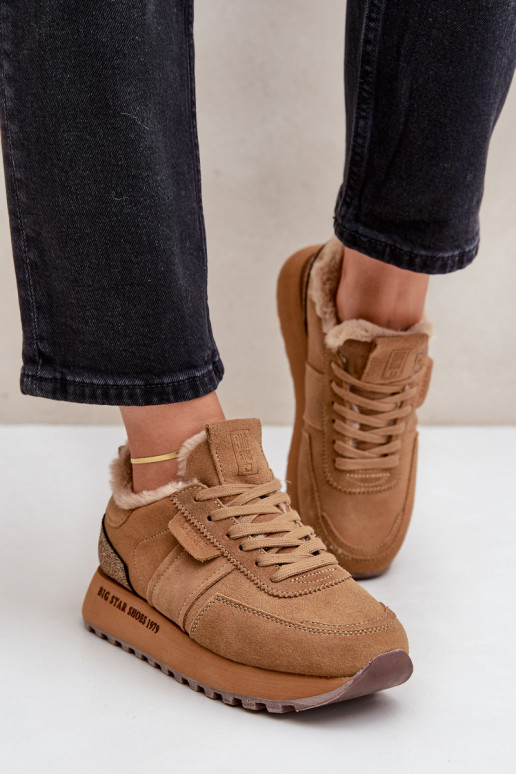 aus INildleder Sneakers Stilvollllschuhe Feminin mit Pelzmantel I Błyszczącym Element Big Star OO274578 Hi-Poly System braune Fa aus INildleder Sneakers Stilvollllschuhe Feminin mit Pelzmantel I Błyszczącym Element Big Star OO274578 Hi-Poly System braune Fa