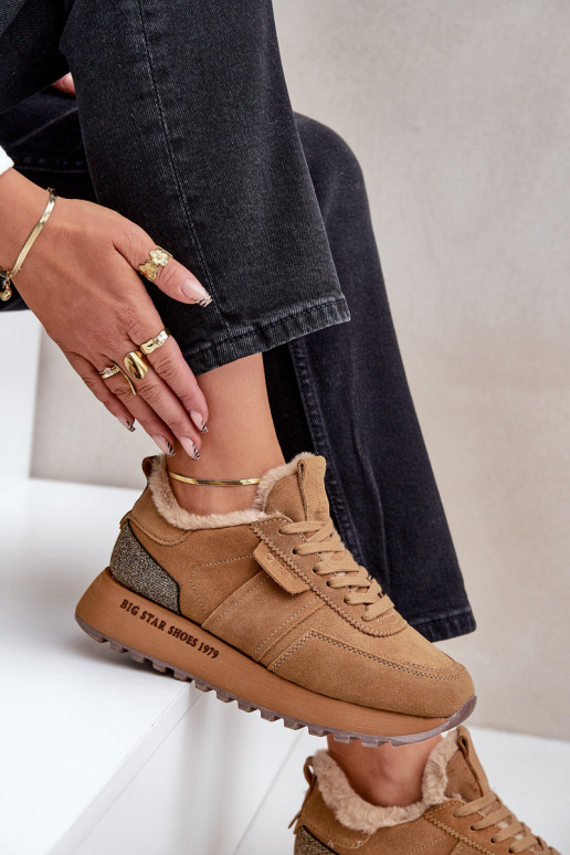 aus INildleder Sneakers Stilvollllschuhe Feminin mit Pelzmantel I Błyszczącym Element Big Star OO274578 Hi-Poly System braune Fa aus INildleder Sneakers Stilvollllschuhe Feminin mit Pelzmantel I Błyszczącym Element Big Star OO274578 Hi-Poly System braune Fa