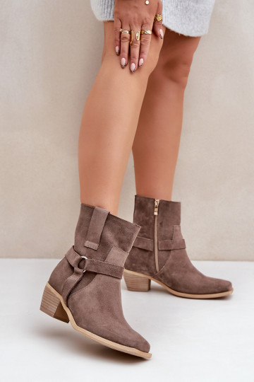 Stiefeletten aus natürlichem Ziegenvelours mit Absatz Zazoo 3444/2 in braun 2