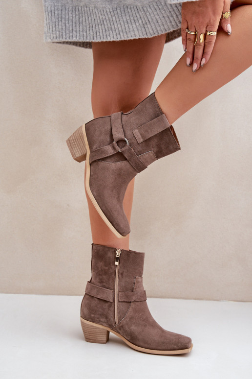 StiefelErmöglichtturalnego aus INildlederu mit Absätzen Zazoo 3444/2 braune Farbe StiefelErmöglichtturalnego aus INildlederu mit Absätzen Zazoo 3444/2 braune Farbe