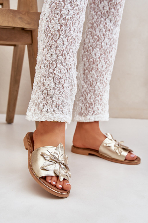 Hausschuhe mit Ornamenten Ermöglichtturleder Zazoo 3667 goldene Farbe