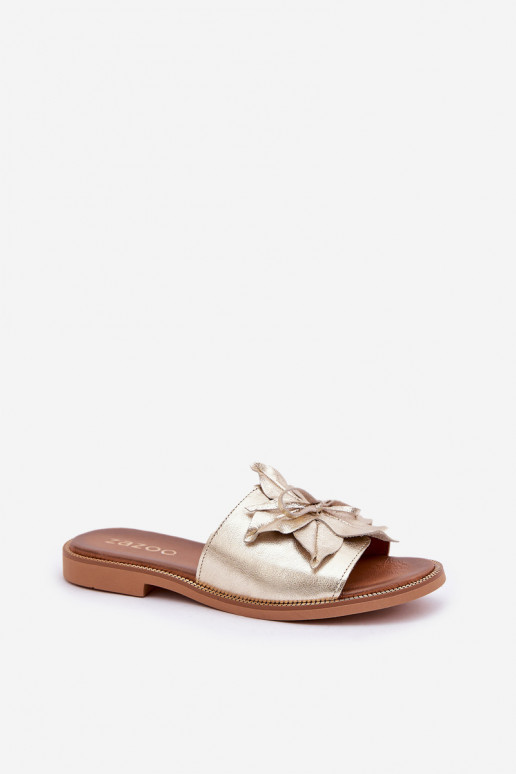 Hausschuhe mit Ornamenten Ermöglichtturleder Zazoo 3667 goldene Farbe