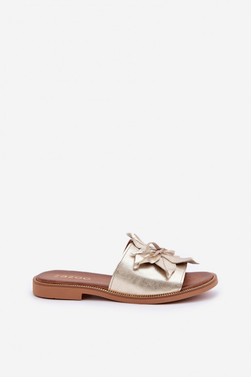 Hausschuhe mit Ornamenten Ermöglichtturleder Zazoo 3667 goldene Farbe