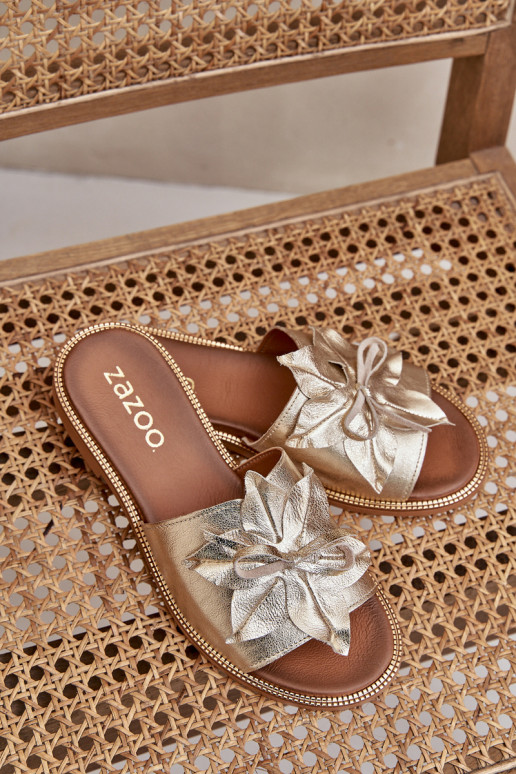 Hausschuhe mit Ornamenten Ermöglichtturleder Zazoo 3667 goldene Farbe