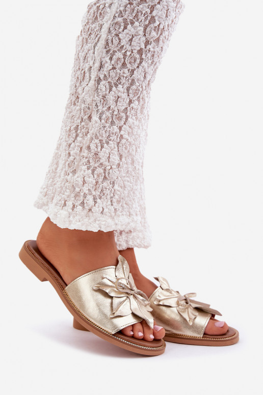 Hausschuhe mit Ornamenten Ermöglichtturleder Zazoo 3667 goldene Farbe