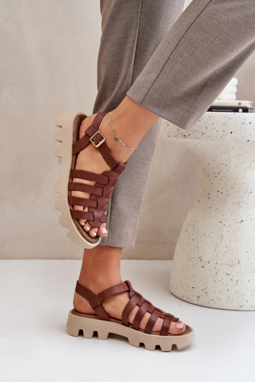 Damensandalen Feminin Zazoo 3695 braune Farbe