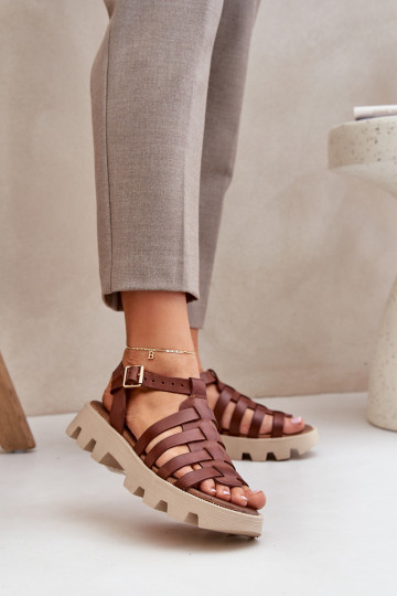 Damensandalen Feminin Zazoo 3695 braune Farbe 2