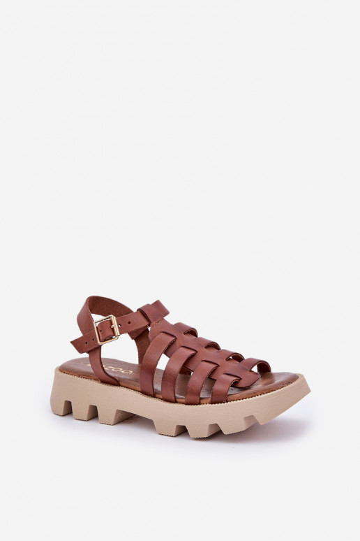 Damensandalen Feminin Zazoo 3695 braune Farbe