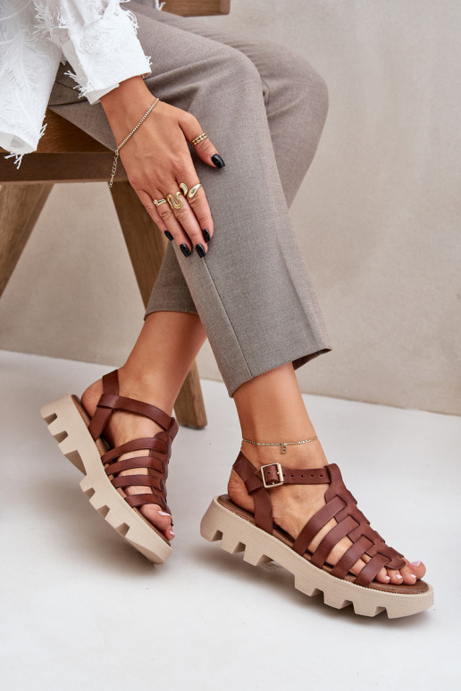 Damensandalen Feminin Zazoo 3695 braune Farbe