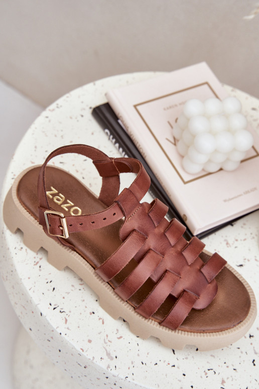 Damensandalen Feminin Zazoo 3695 braune Farbe