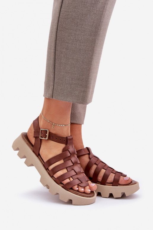 Damensandalen Feminin Zazoo 3695 braune Farbe