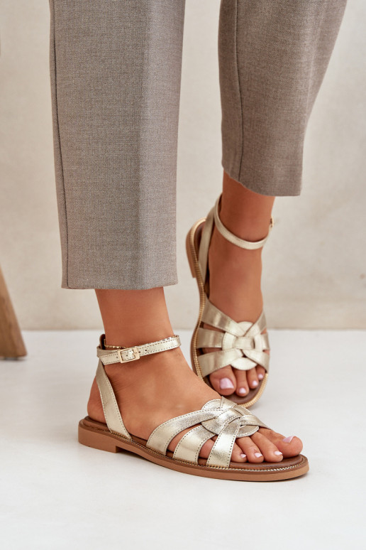 Damensandalen Feminin mit breiten Absätzen Zazoo 3688 goldene Farbe Damensandalen Feminin mit breiten Absätzen Zazoo 3688 goldene Farbe