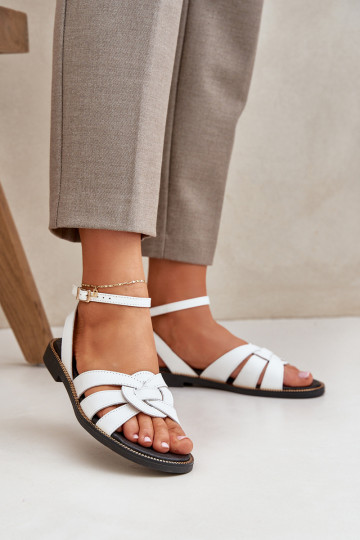 Damen Sandalen mit breiten Absätzen Zazoo 3688 in Weiß 2