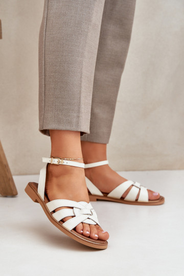 Damen Sandalen mit breiten Absätzen Zazoo 3688 in Elfenbein 2