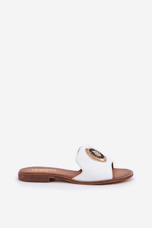 Lederhausschuhe mit Ornamenten mit breiten Absätzen LeZuski 3047/O Zueiße Farbe