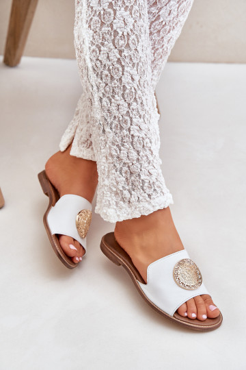 Lederhausschuhe mit Ornamenten mit breiten Absätzen Zazoo 3047/O Zueiße Farbe