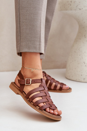 Damen Sandalen mit breiten Absätzen Zazoo 3686 in Braun 2