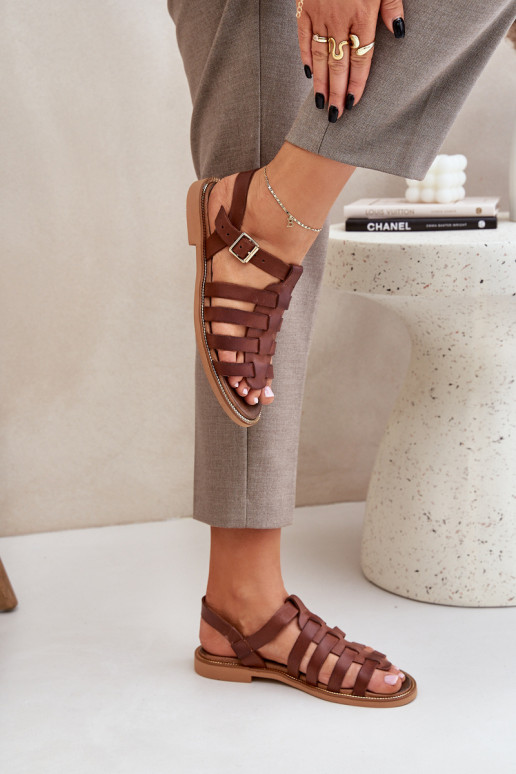 Damensandalen mit breiten Absätzen Zazoo 3686 braune Farbe Damensandalen mit breiten Absätzen Zazoo 3686 braune Farbe