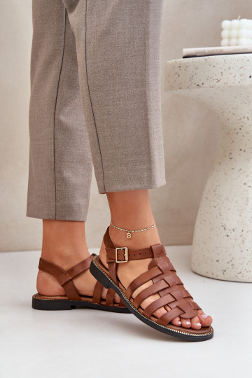 Damensandalen mit breiten Absätzen Zazoo 3686 braune Farbe 2
