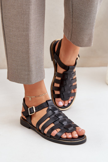 Damen Sandalen mit breiten Absätzen Zazoo 3686 in Schwarz