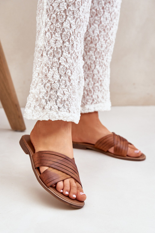 Haut Feminin Hausschuhe LeZuski Shoes 3682 braune Farbe