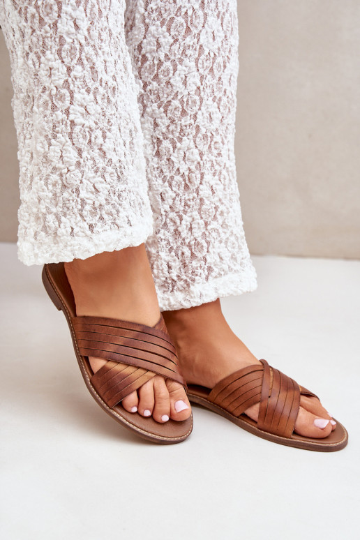 Haut Feminin Hausschuhe LeZuski Shoes 3682 braune Farbe