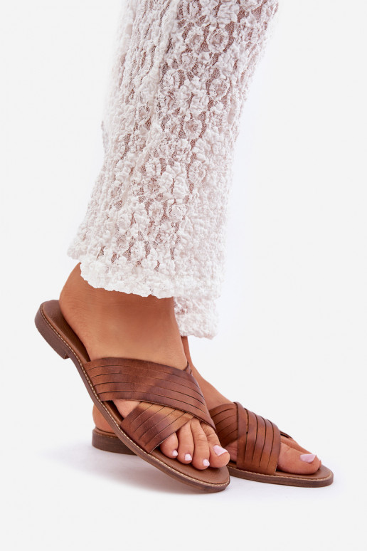 Haut Feminin Hausschuhe LeZuski Shoes 3682 braune Farbe