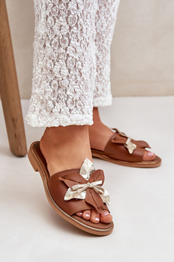 Hausschuhe mit Ornamenten Ermöglichtturleder Zazoo 3574/Z braune Farbe 2