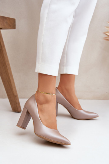 Satinmaterialien Schuhe LeZuski Shoes 2453 Beige 2
