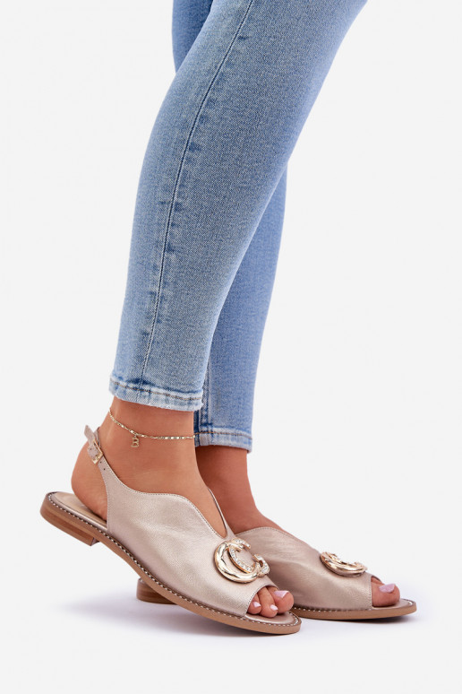 Damensandalen mit breiten Absätzen mit Ornamenten Laura Messi 2865 goldene Farbe Damensandalen mit breiten Absätzen mit Ornamenten Laura Messi 2865 goldene Farbe