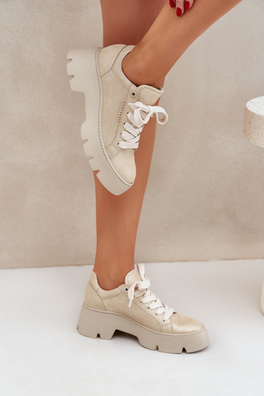 Sneakers Stilvollllschuhe Turnschuhe mit einer Plattform CheBello 4632 goldene Farbe Sneakers Stilvollllschuhe Turnschuhe mit einer Plattform CheBello 4632 goldene Farbe