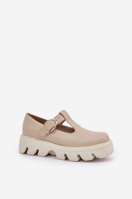 Haut Schuhe mit Schnallen Zazoo 20183 Beige Haut Schuhe mit Schnallen Zazoo 20183 Beige