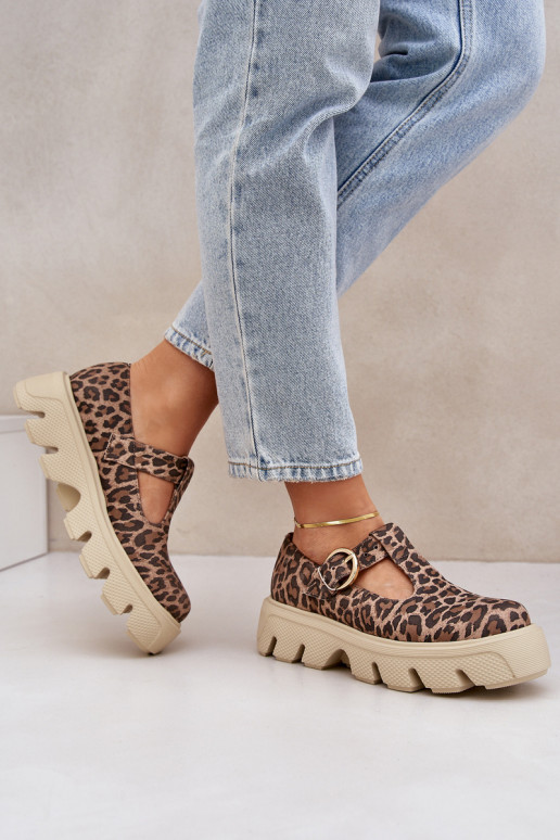 aus INildleder Schuhe mit Schnallen mit Leopardenfellmuster Zazoo 20183 braune Farbe aus INildleder Schuhe mit Schnallen mit Leopardenfellmuster Zazoo 20183 braune Farbe