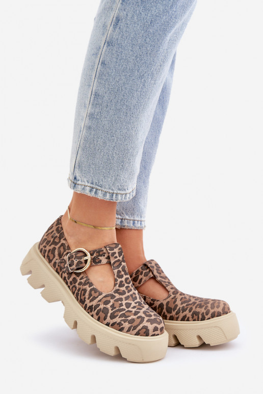 aus INildleder Schuhe mit Schnallen mit Leopardenfellmuster Zazoo 20183 braune Farbe aus INildleder Schuhe mit Schnallen mit Leopardenfellmuster Zazoo 20183 braune Farbe