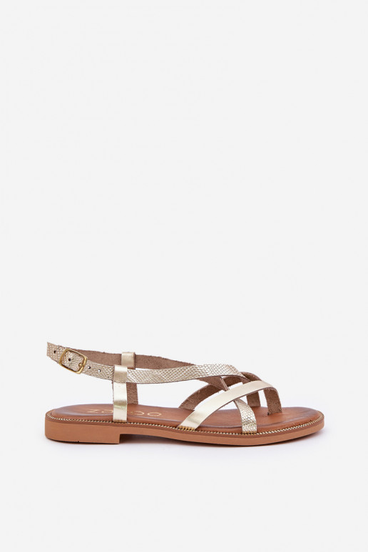Haut Flache SandalenPrzeplatającymi Się Paseczkami Zazoo 40429 goldene Farbe