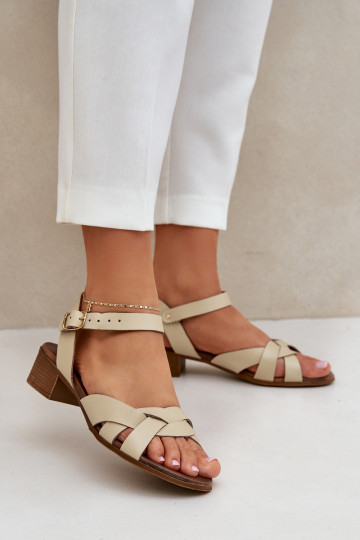 Damen Sandalen auf dünnen Absätzen Zazoo 40372 elfenbeinfarben