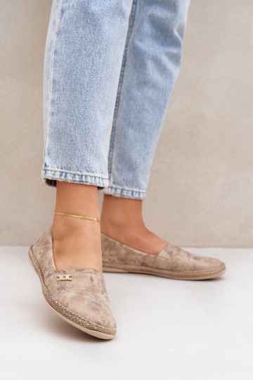 Eleganter Stil Espadrilles aus INildleder mit Blumen Feminin Zazoo 10177 Beige 2