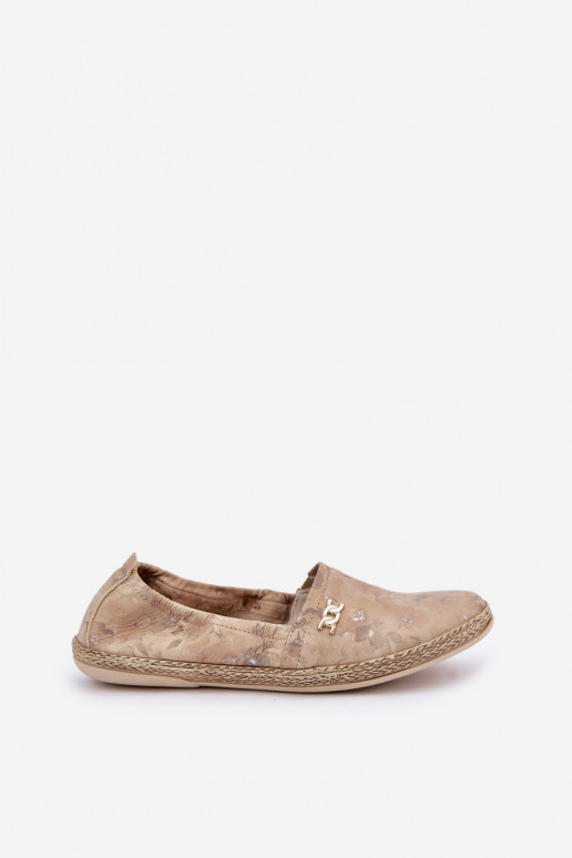 Eleganter Stil Espadrilles aus INildleder mit Blumen Feminin Zazoo 10177 Beige