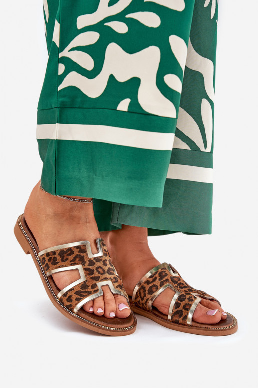 Haut gleichschenklig Hausschuhe mit Leopardenfellmuster Zazoo 40383 braune Farbe Haut gleichschenklig Hausschuhe mit Leopardenfellmuster Zazoo 40383 braune Farbe