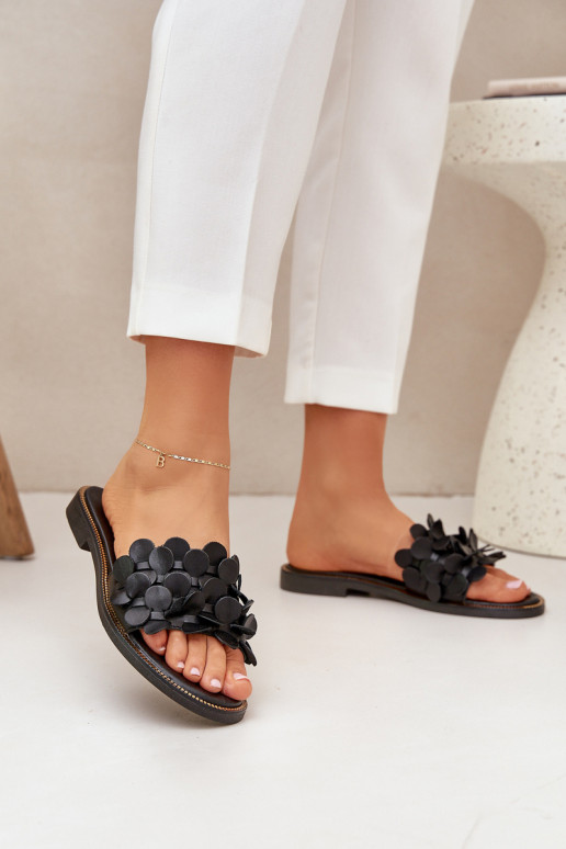 Zazoo 40381 Feminin Lederhausschuhe mit breiten Absätzen schZuarze Farbe Zazoo 40381 Feminin Lederhausschuhe mit breiten Absätzen schZuarze Farbe