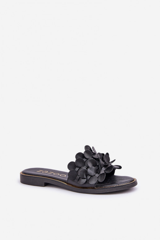 Zazoo 40381 Feminin Lederhausschuhe mit breiten Absätzen schZuarze Farbe Zazoo 40381 Feminin Lederhausschuhe mit breiten Absätzen schZuarze Farbe