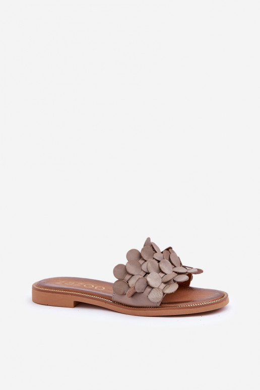 Zazoo 40381 Feminin Lederhausschuhe mit breiten Absätzen Tonfarbe